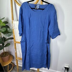 Match Point Navy Blue Short Sleeve Midi Dress sz L